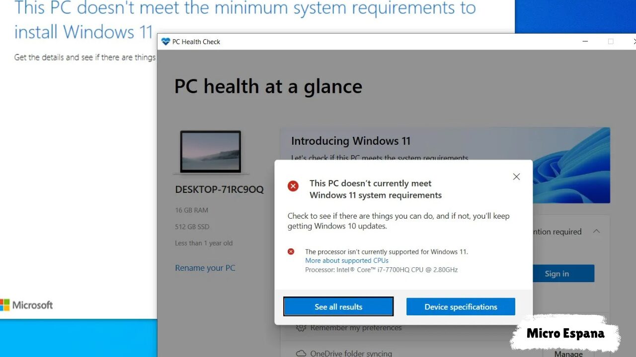 Windows 11 en una PC no compatible