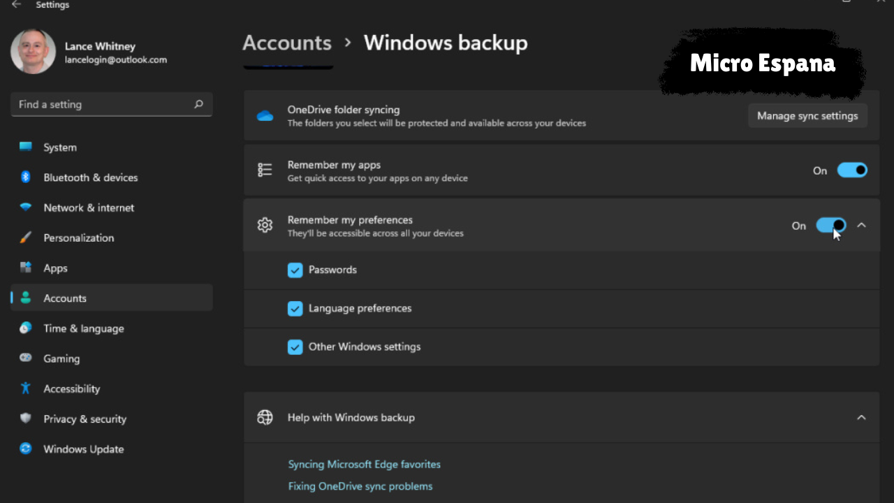 Cómo sincronizar configuraciones entre dispositivos Windows
